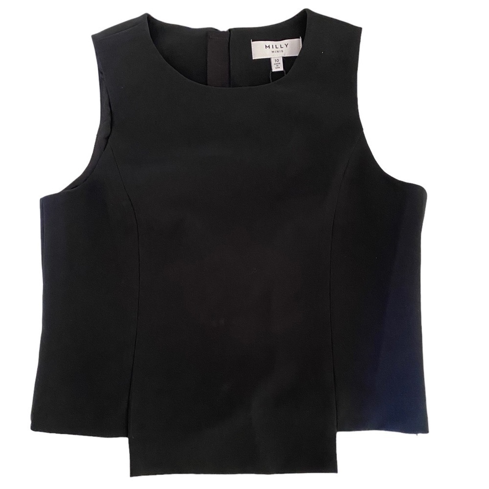 Milly Minis Girls Cady Seamed Sleeveless Top Black NWT